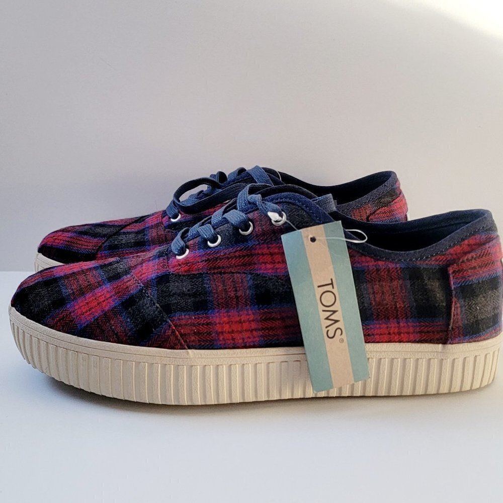 Toms Red and Blue Plaid Sneakers